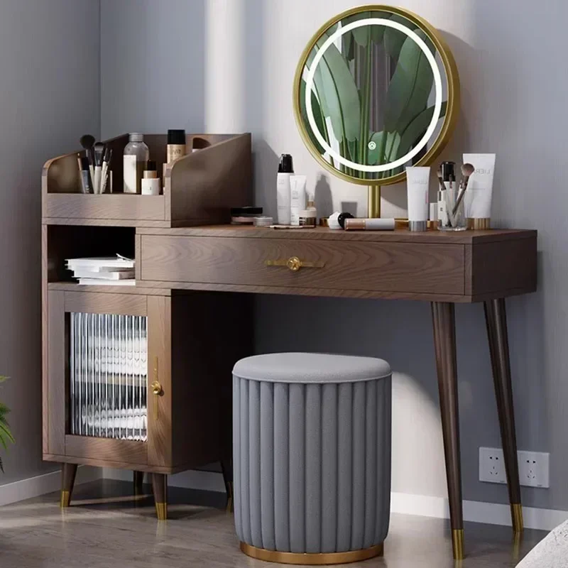 

Black Vanity Table With Adjustable Light Mirror Soft Stool Stylish Makeup Dresser Tocador Maquillaje Vestidores Dressing Tables