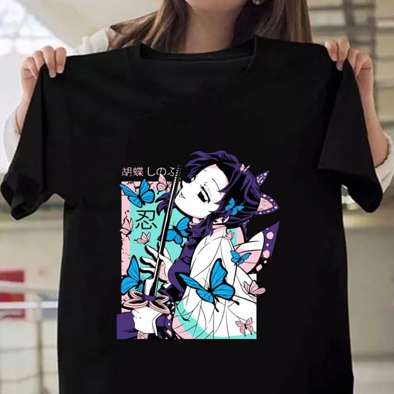 

New Anime Kochou Shinobu Print Graphic T Shirt Unisex Fashion Casual Summer Short Sleeve Shirt Tee