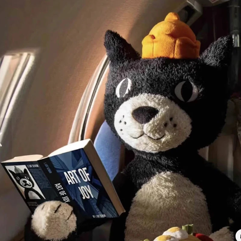 متعة الكرتون قبعة يرتدي أسود أبيض القط أفخم دمية لطيف لينة رفيق شفاء القط هلام دمية وسادة حلية هدايا عيد الميلاد لعبة