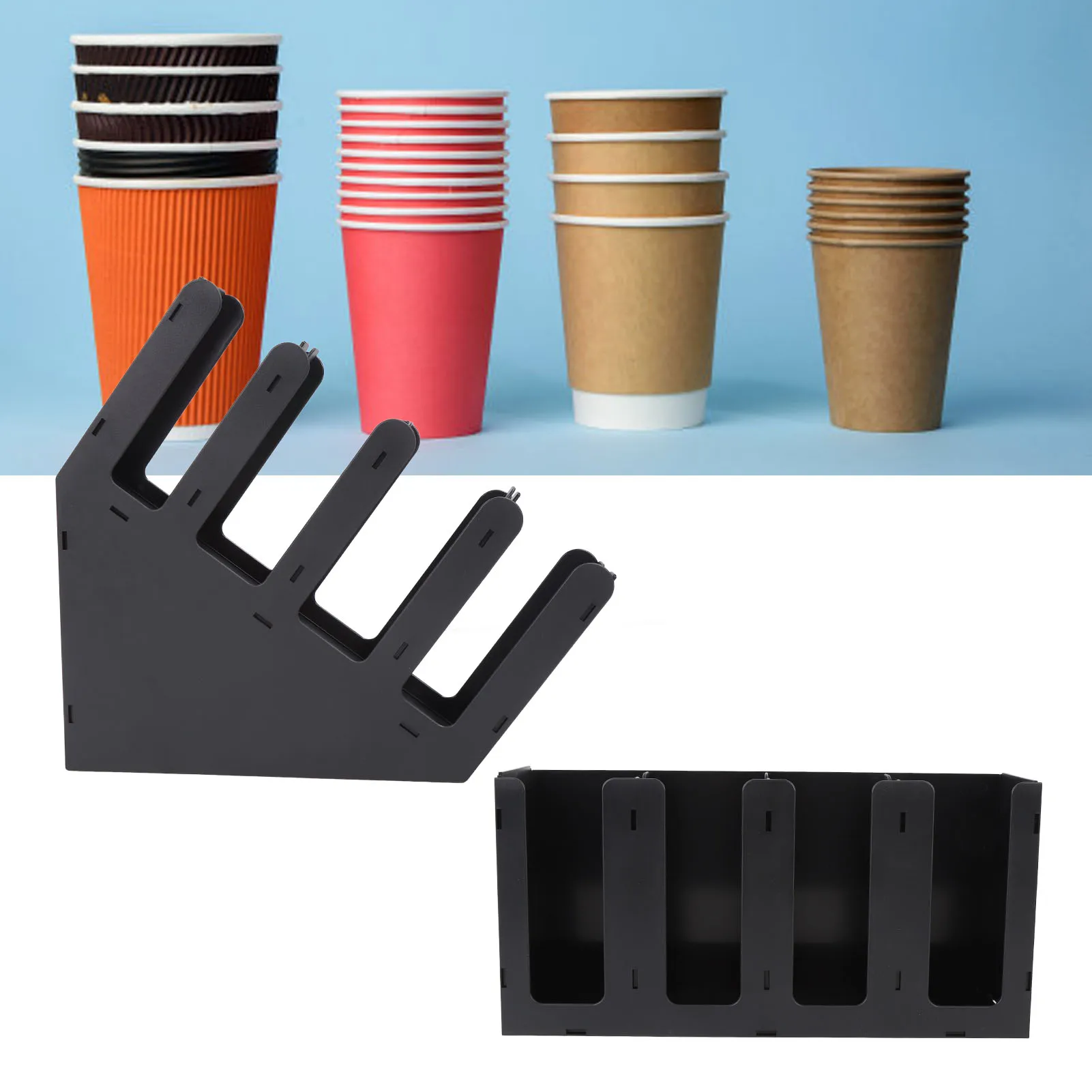 

Органайзер для хранения кофейных чашек, держатель с 4 отделениями, эффективный акриловый диспенсер для бумажных стаканчиков, легко чистится, стильный для кухни