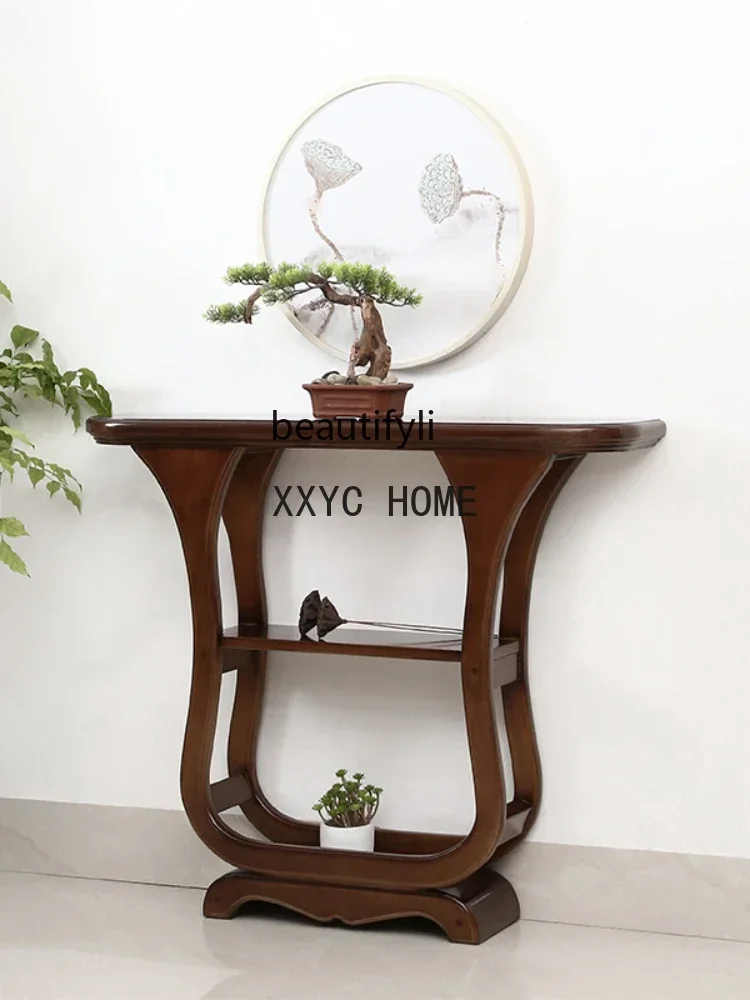 CXH ครึ่งวงกลมทางเดินตกแต่งโต๊ะข้างกับผนังด้านข้างตาราง Entrance Foyer คอนโซลยาวแคบตาราง