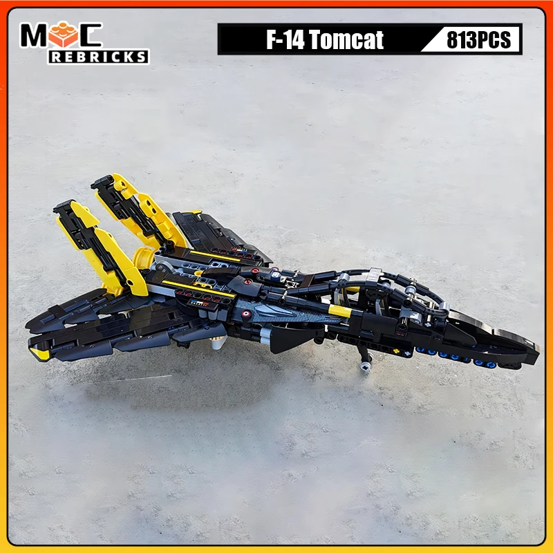 

High-tech Defense Interceptor Aircraft F-14 Tomcat MIlitary Fighter MOC Building Blocks Assembly Model DIY Creative Bricks Toys