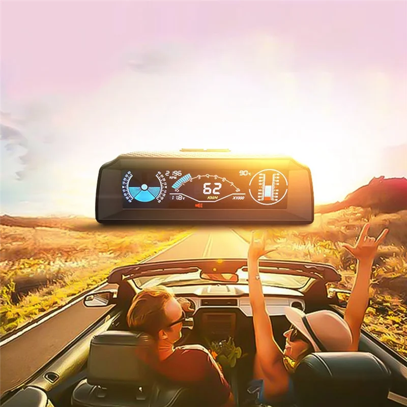 AA-X90 ヘッドアップディスプレイオンボードコンピュータディスプレイ OBD2 車のスピードメーター OBD ゲージ傾斜ピッチ角度分度器ディスプレイ