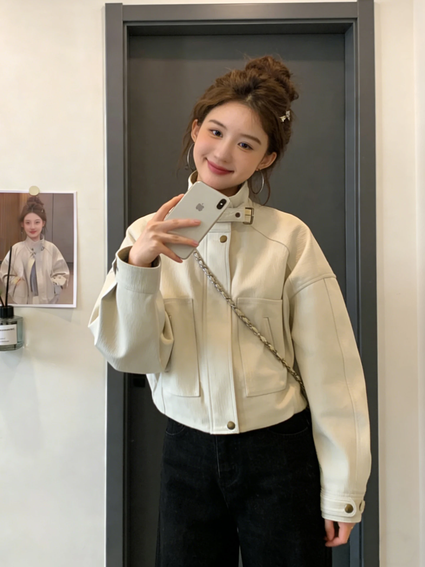 Cool Short Leather Jacket Women's American Style Spring 2026 New Fashion Small Size Leather Jacket Popular High-End Feel