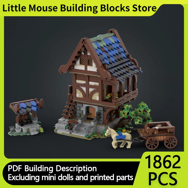 

Medieval Castle Model MOC Building Bricks Town Street House Modular Technology Gifts Holiday Assemble Children Toys Suit
