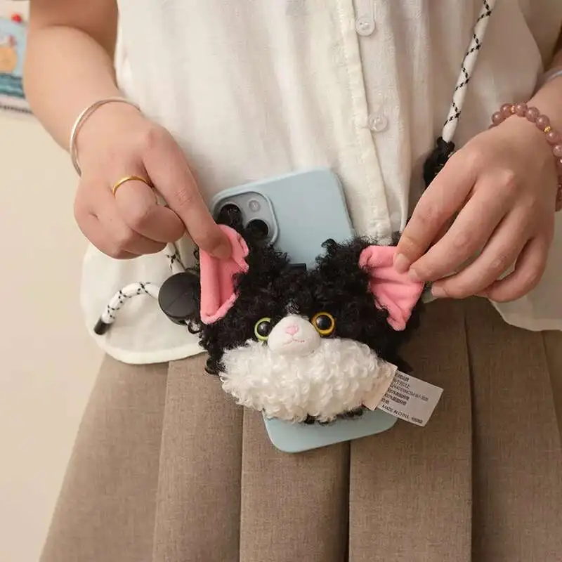 15cm Devon Cat Plush Coin Purse Messenger Bag Shoulder Bag Mobile Phone Back Clip Exquisite Gift Sweet Gift For Girls And Ladies
