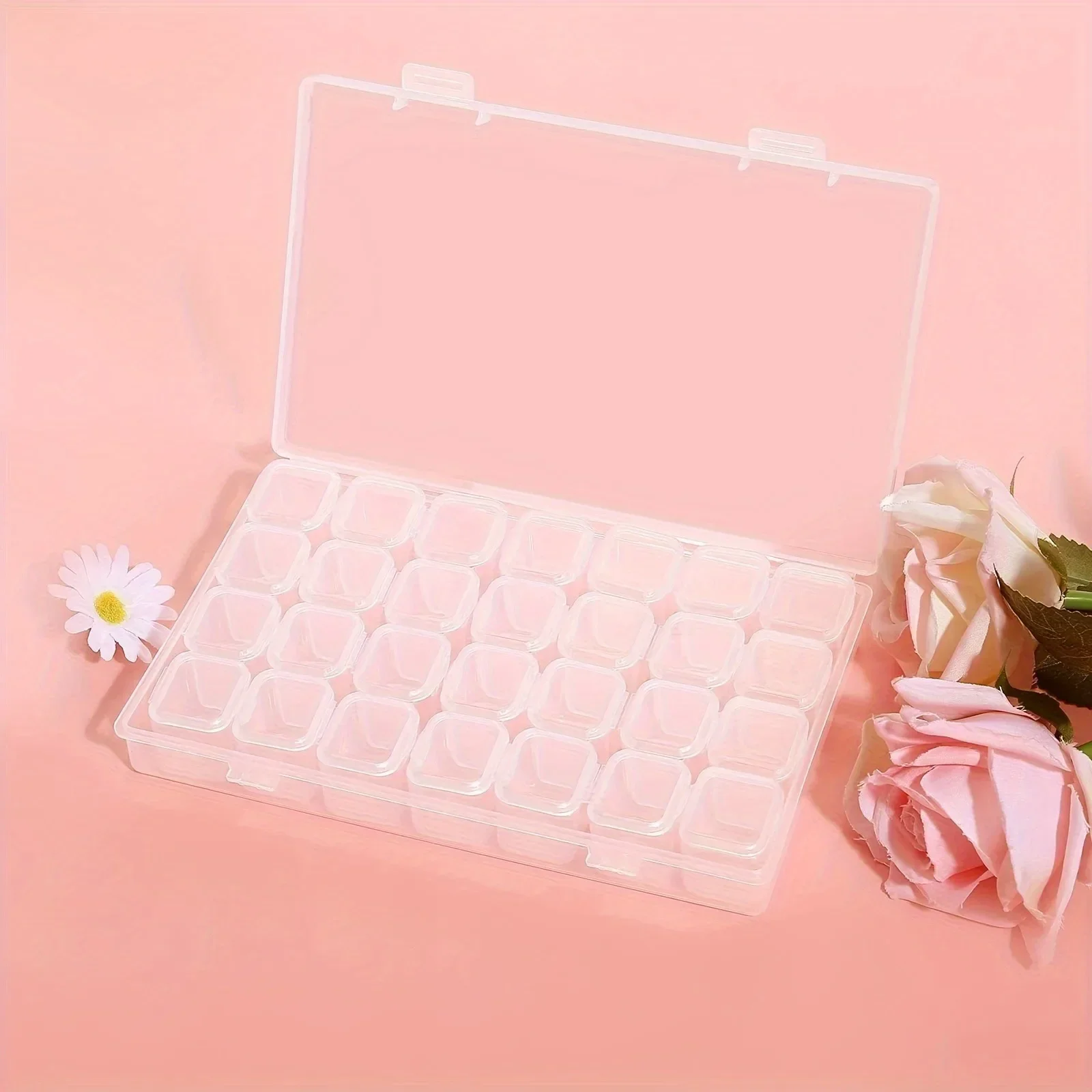 1pc 28/56 Grids Clear Diamond Painting Storage Container For Bead Storage, Sewing, Nail Diamonds, And Bead For DIY Art Craft