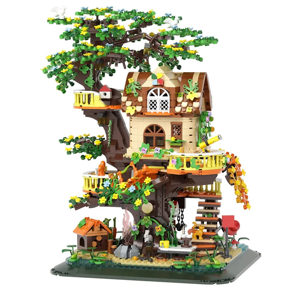 Forest Treehouse Building Blocks Set with LED, Creative Gift for Adults Teen 14+, Mini Brick