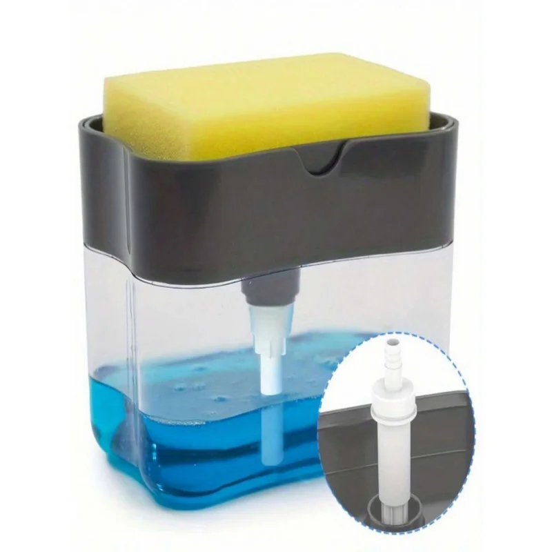 

Stylish Chrome Kitchen Soap Dispenser Set With Leak-Proof Pump & Sponge Holder - Easy-Pump, Complete Sink Organization Solution