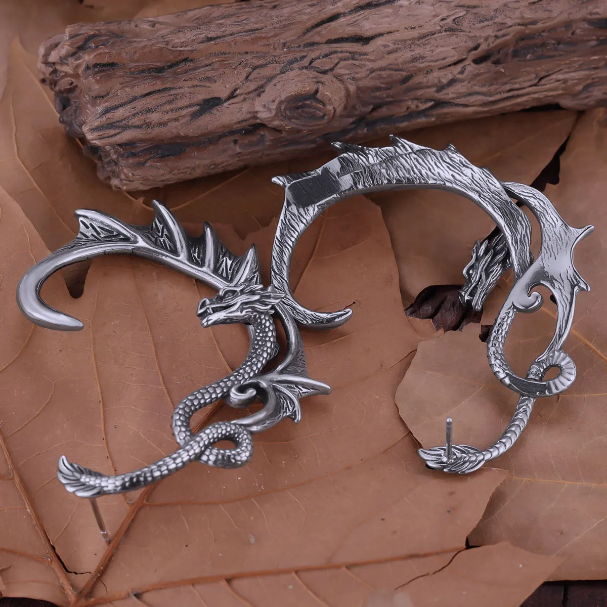 Creative Design Stainless Steel Dragon Ear Clip Earrings Gothic Metal Female Punk Hip Hop Ear Cuff Jewelry Party Club Gift