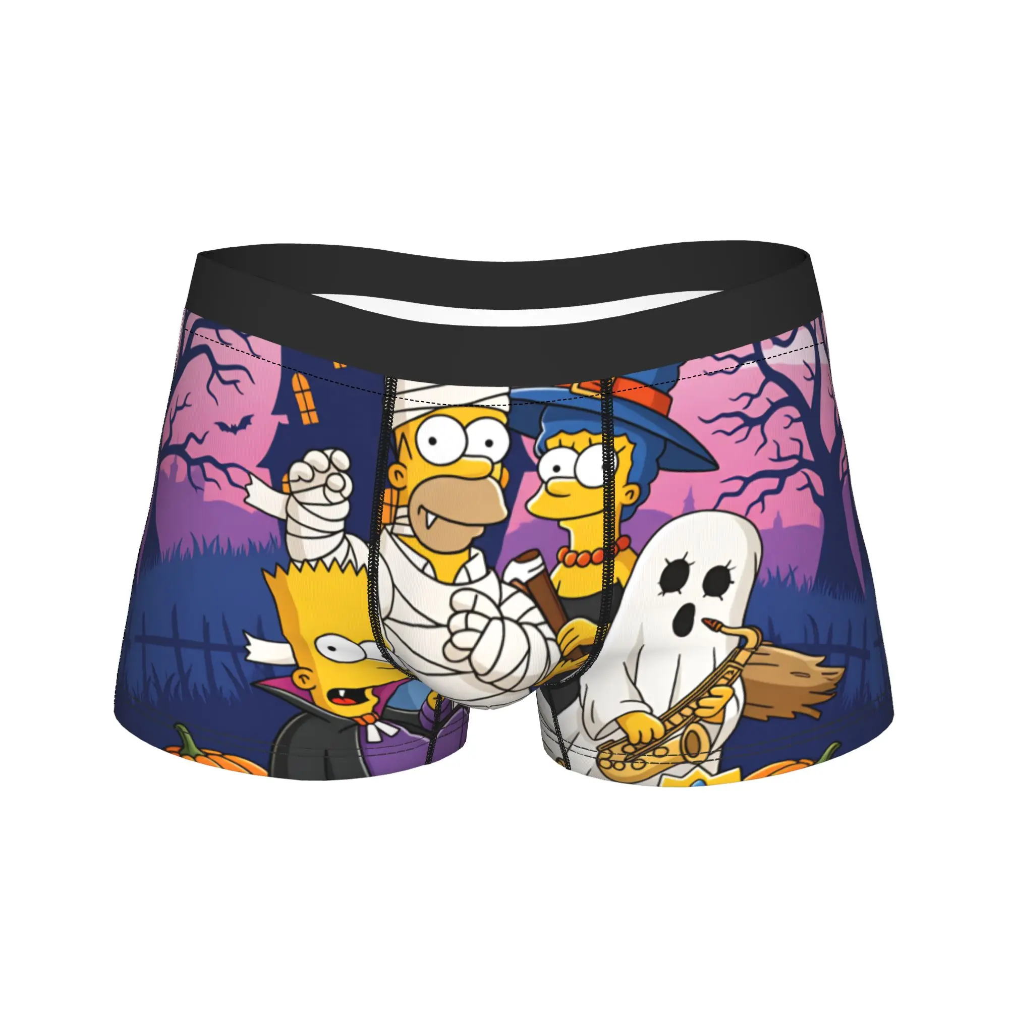 S-Simpsons Mummy Homer Happy Halloween Underwear  Men Boxer Brief Comfortable Trunk Quality Print Plus Size Underpants
