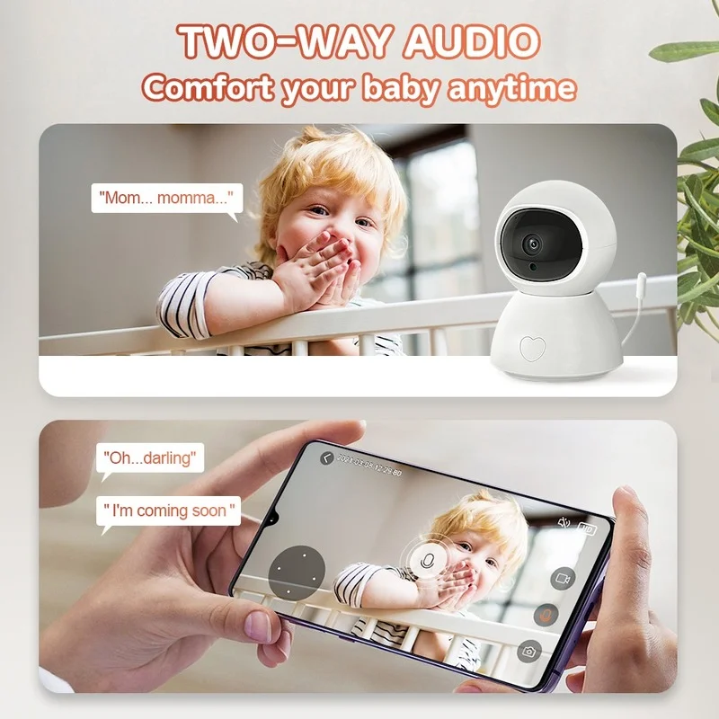 INQMEGA 1080P HD Tuya Baby Monitor Wifi Phone Camera Baby Camera Smart Life Alex Temperature Crying Alarm Lullaby Nanny Camera