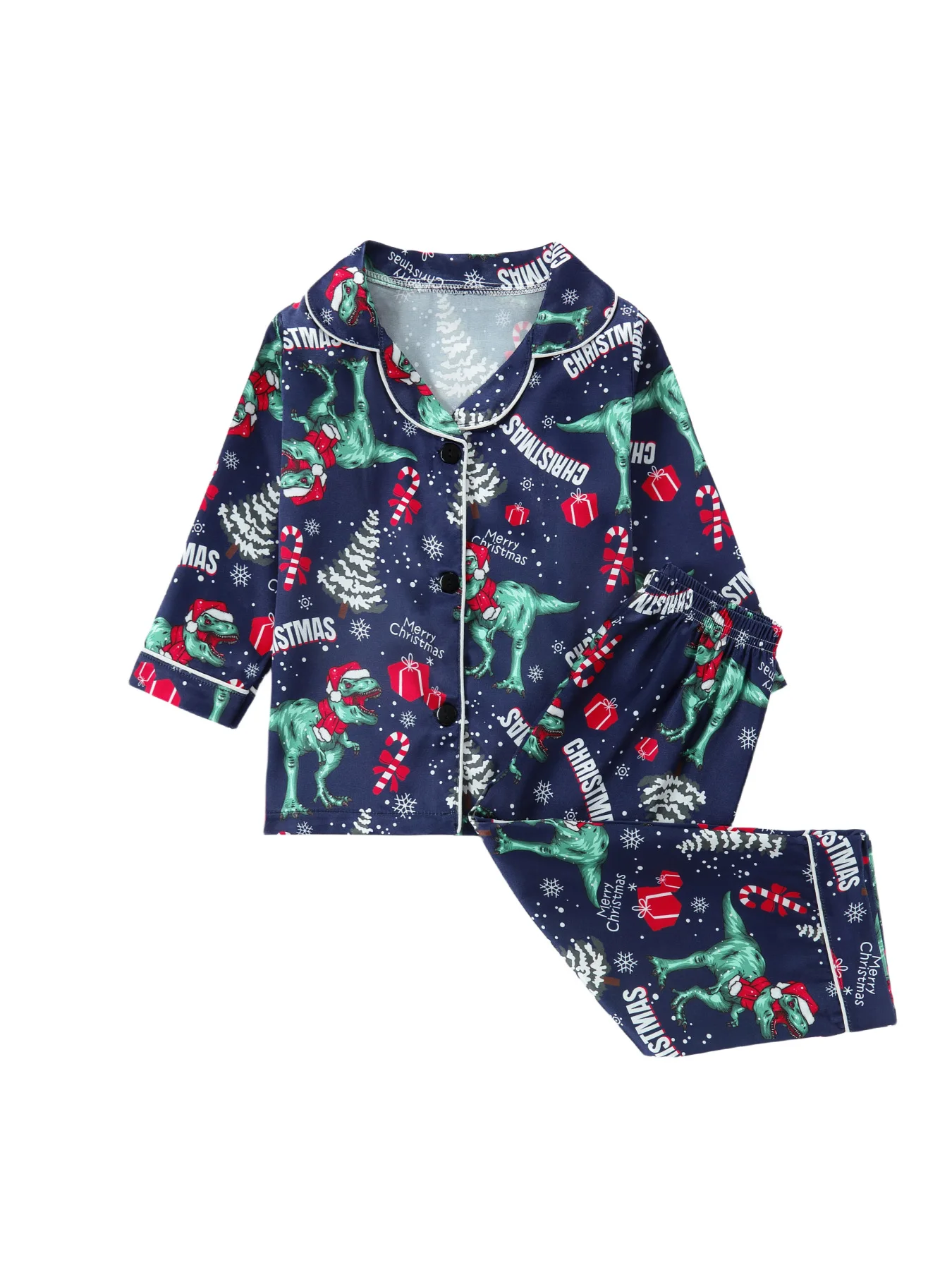 Peuter Kids Kerst Pyjama Sets Baby Meisjes Jongens Kerstboom Rendier Print Lange Mouw Tops Broek Pak Cartoon Nachtkleding