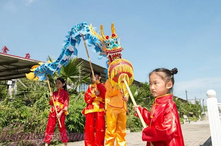 3.1M Zijden Drakendans Kostuum Voor Kinderen, Kinderen Van 3-8 Jaar, Maat 6, Chinese Lentefeest, Carnavalsoptocht, Folkpodium