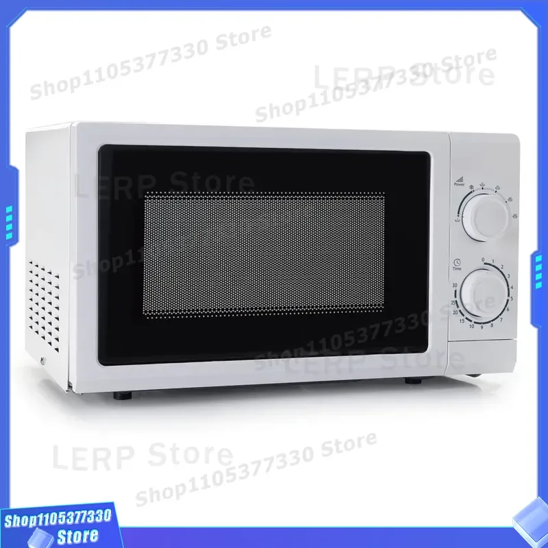 20L White Electric Microwave Oven Dual Knob Control Compact Heating Appliance for Home Kitchen Use Small Capacity Cooking