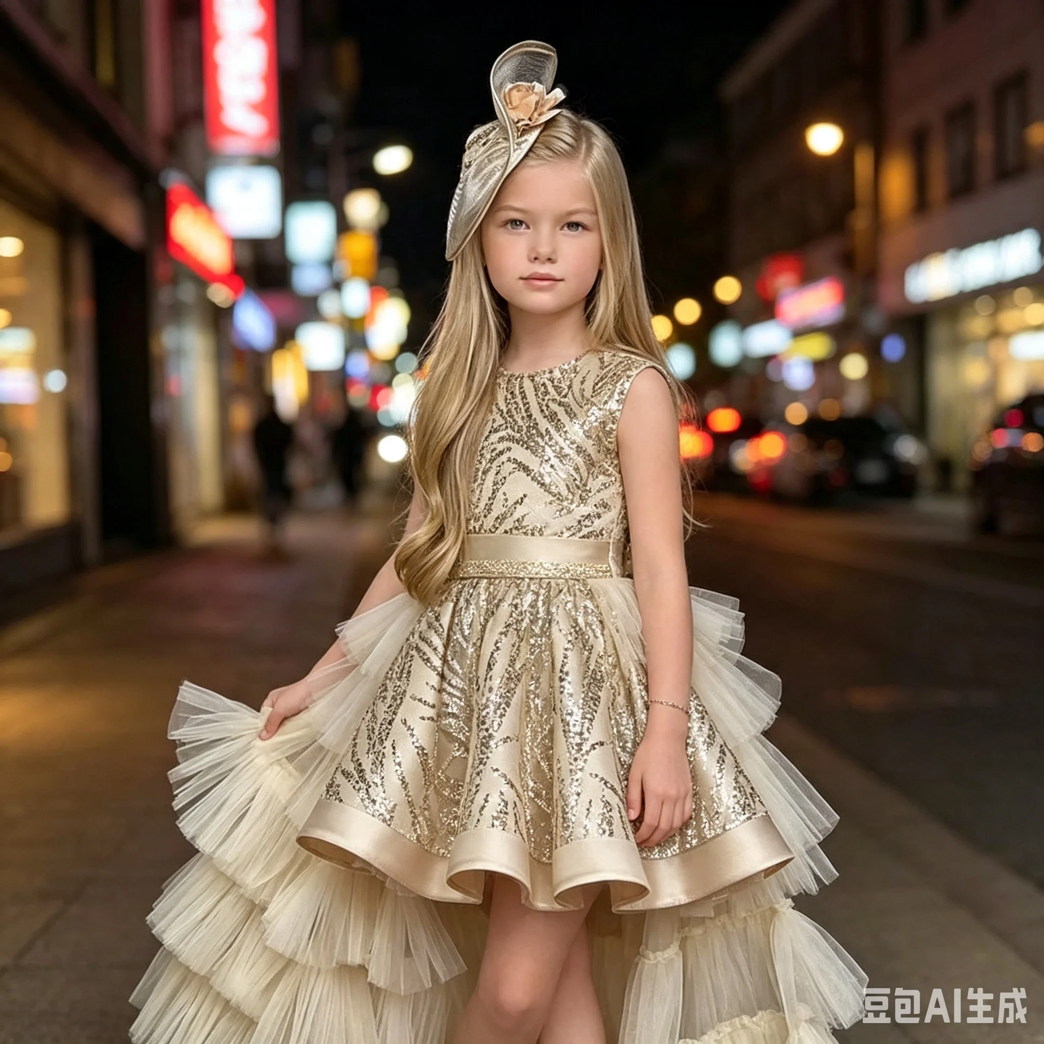 custom-luxury-dress-flower-girl-wedding-pageant-gold-sequin-tiered-tulle-kids-luxe-birthday-guest-formal-evening-party-show-gown