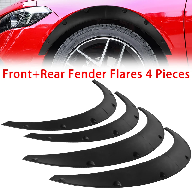 

4Pcs Black Wheel Arch Fender Flares Cover Trim Mudguards Protective Lip Anti-Scratch Strips Universal Car Accessories