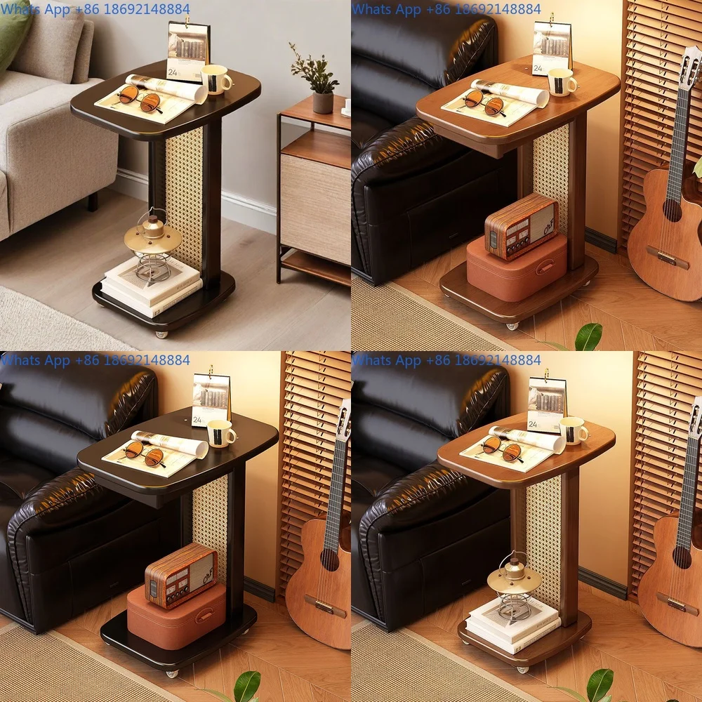 

Portable Vintage Coffee Table Living Room Two Tier Small Table Sofa Side Modern Minimalist Tea Table Bedroom Bedside