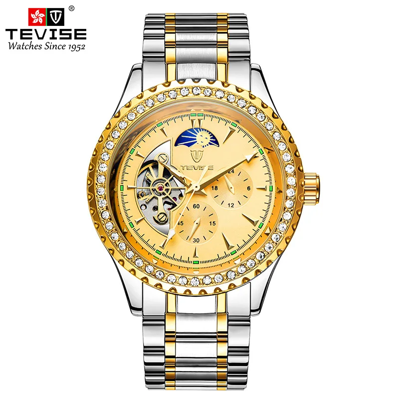 official-websiteTEVISE2024New Popular 's Men's Gold Automatic Mechanical Watch