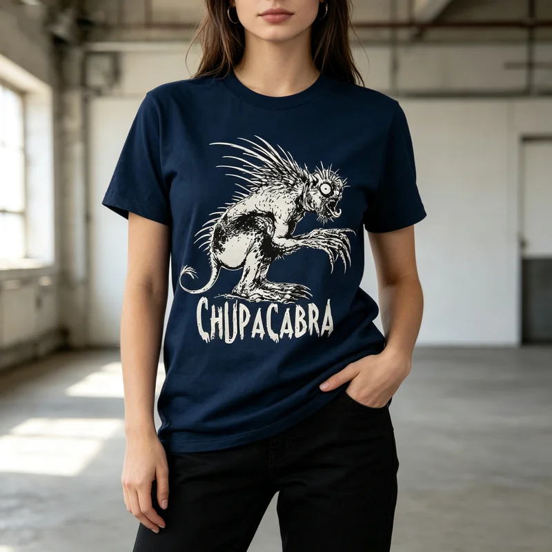 Chupacabra Monster Graphic T Shirt Vintage Cryptid Print Mens Womens Cotton Crew Neck Casual Harajuku Oversized Tee Y2k Top