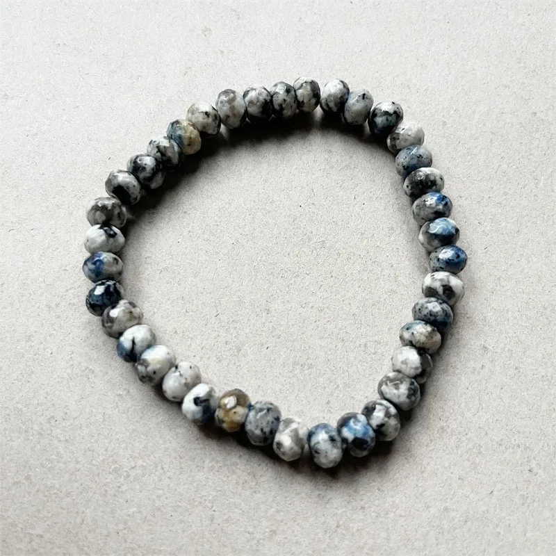 5*8MM Faceted K2 Jade Bracelet For Women Men Blue Natural Jasper Stone Beads Round Shape Relief School Student Friend Jewelry view 6