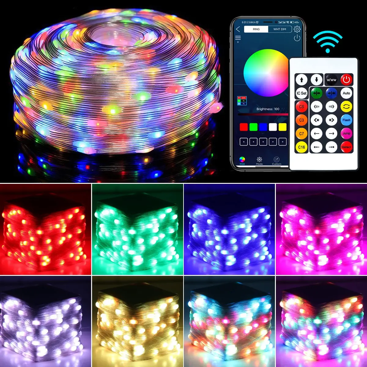 5/10M Usb Kerstboom Lichtslingers Met Slimme Bluetooth App Afstandsbediening 2023 Kerstboom Decor Voor Thuis Nieuwjaar 2024