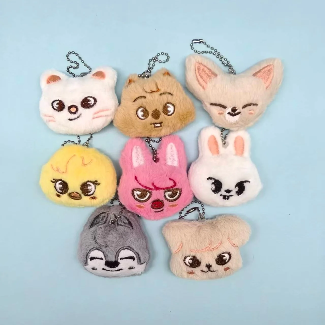 Afbeelding 7: 8 stuks schattige dierenontwerpen mini sleutelhanger pluche cartoon knuffeldier pop sleutelhanger KPOP fans cadeau schattige hanger verjaardagscadeaus