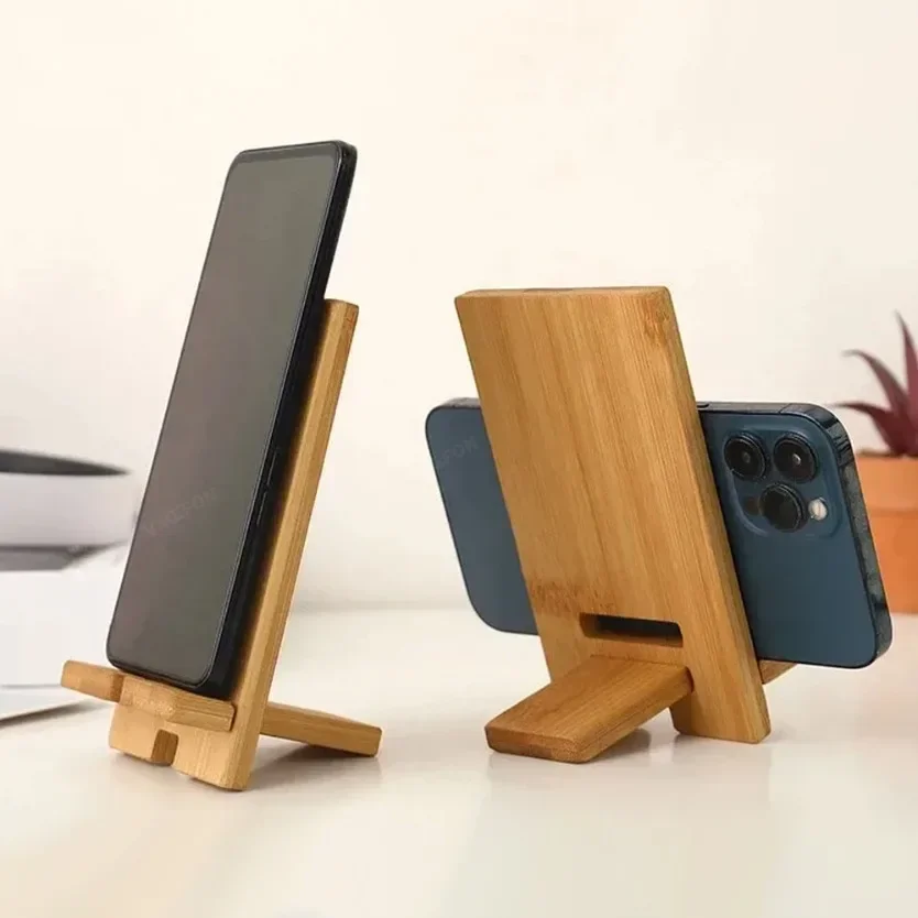 Desktop Bamboo phone holder Practical Wooden smartphone charging Stand Creative lazy multi-functional stand