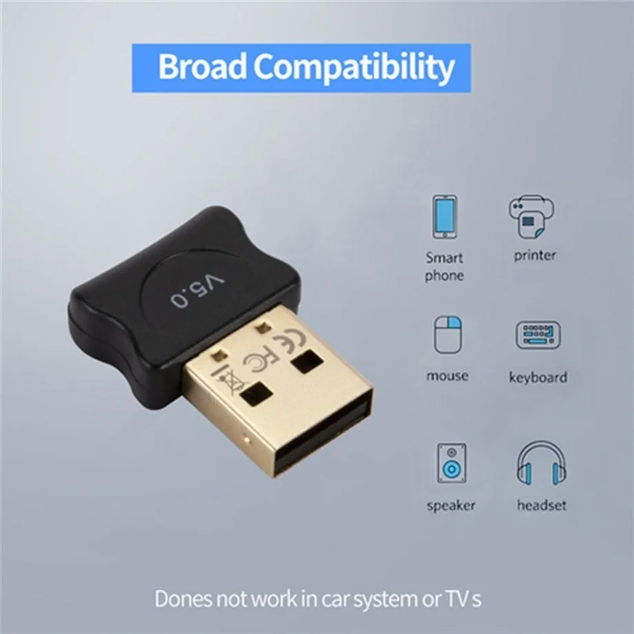 5.0 Bluetooth-compatible Adapter USB Transmitter for Pc Computer Receptor Laptop Earphone Audio Printer Data Dongle Receiver