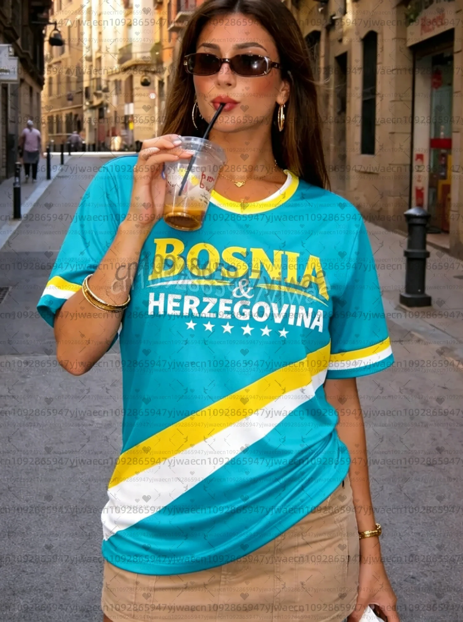 2026 Women men Cheerleaders Bosnia fans Y2k Tops Men Women Soccer O-Neck Short Sleeve Jersey T-Shirt Casual Tees Hip Hop T-Shirt