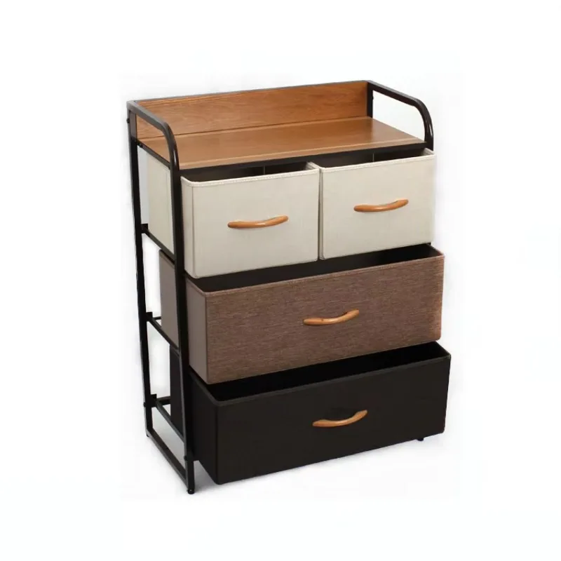 

Комод для спальни с 4 ящиками, широкий комод-органайзер для хранения с тканевыми корзинами для гардероба