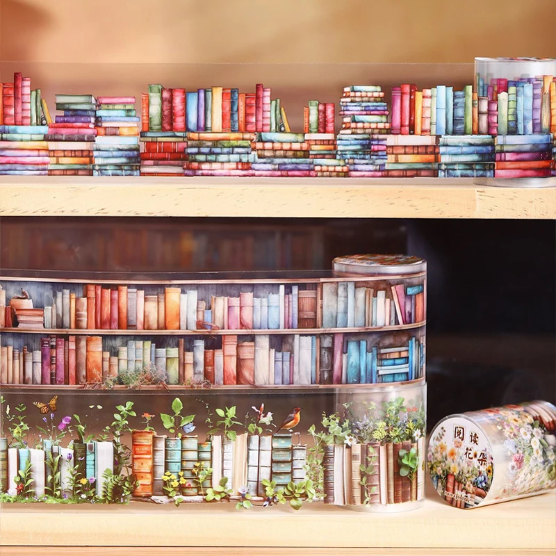 Tape 50mm*2m Book Sea Reading Scenic PET Tape Manual Stationery DIY Handmade & Scrapbook Journaling Decorative Washi Tape