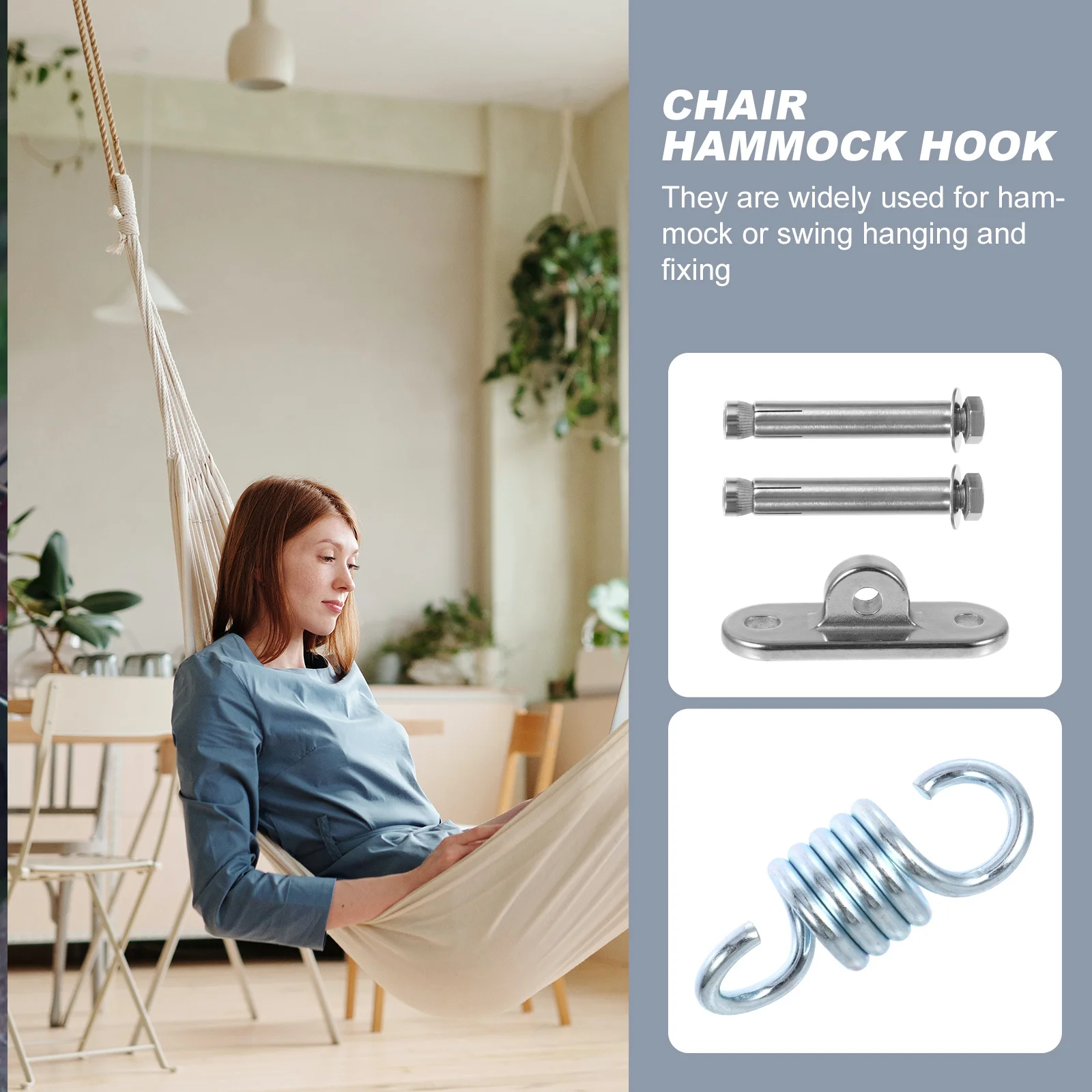 

1Set Heavy Duty Hammock Hook Stainless Steel Hanging Fixing Hook Durable Ceiling Swing Mount Bracket Holder for Fitness