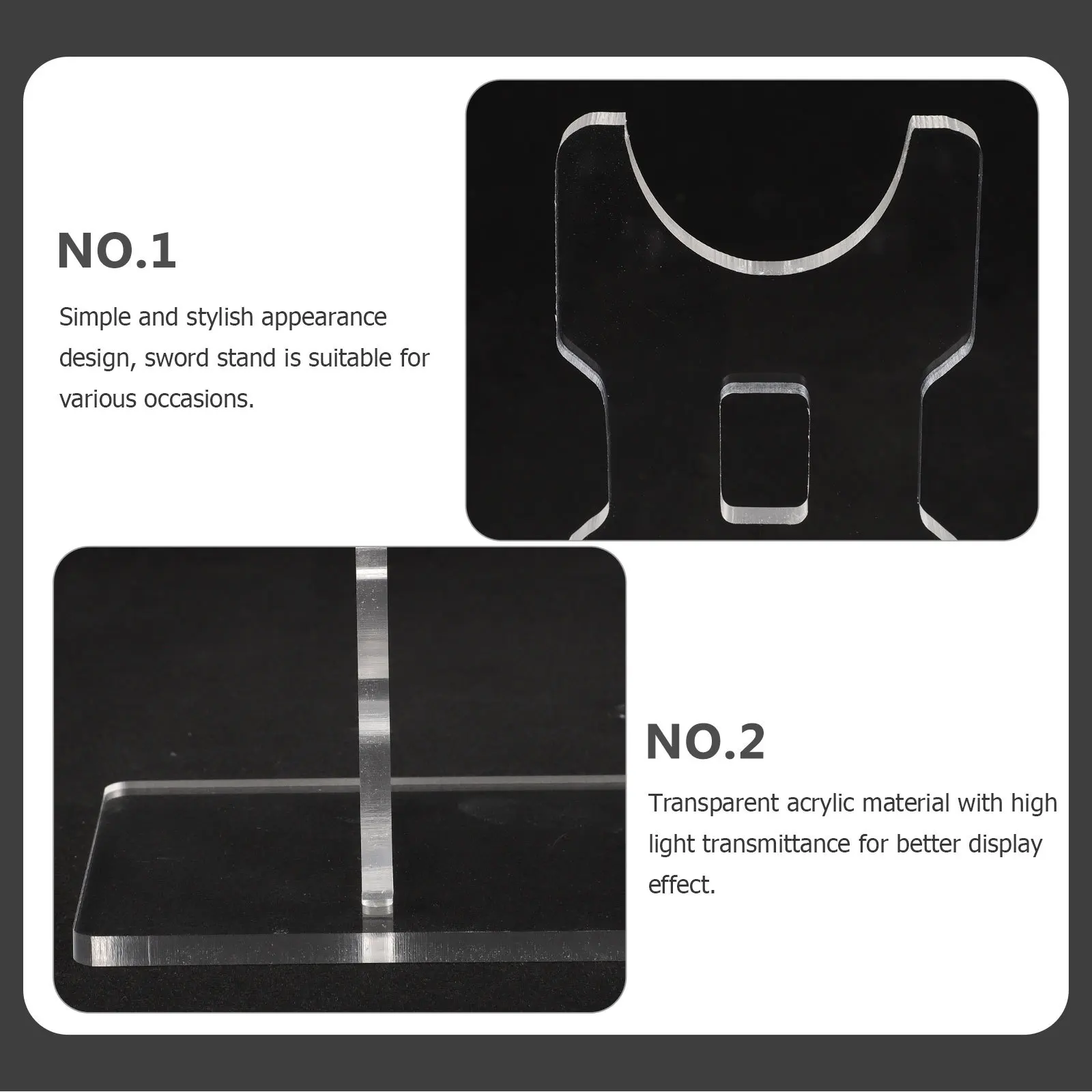 

Clear Acrylic Sword Stand Multi-Functional Design Transparent Material Wide Opening Display Sword Stand Display