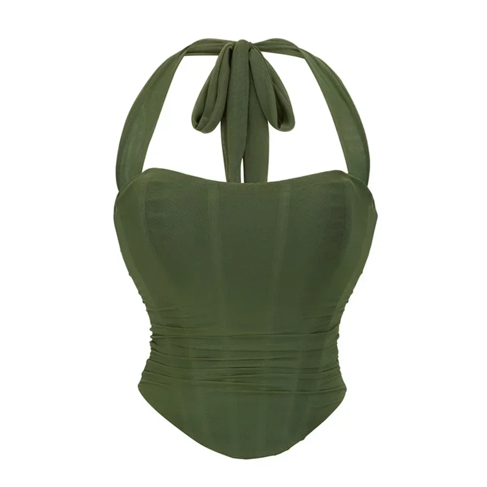 

Corset Sexy Halter Crop Top Women Camisole Short Bustier Summer Breathable Mesh Overbust Elegant Party Female Clothes
