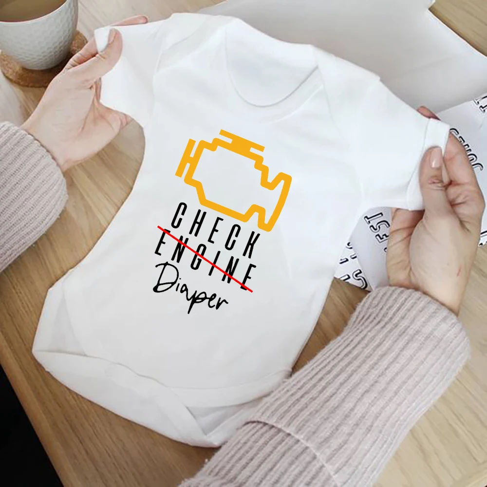 Funny Poopy Diaper Baby Romper Check Engine Baby Bodysuit Cute Mechanic Infant Bodysuits Boys Girls Clothes Newbron Gift