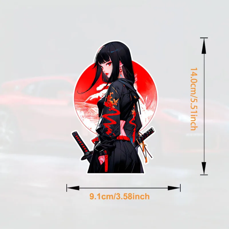 

1pc Japanese Anime Female Warrior PVC Sticker Waterproof UV Scratch Resistant Decal for Motorcycle Helmet Body Windshield