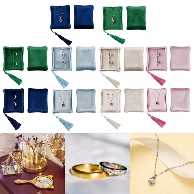 Elegant Velvety Travel Case Stylish Velvety Jewelry Container Portable Jewelry Storage Case for Beauty Enthusiasts 