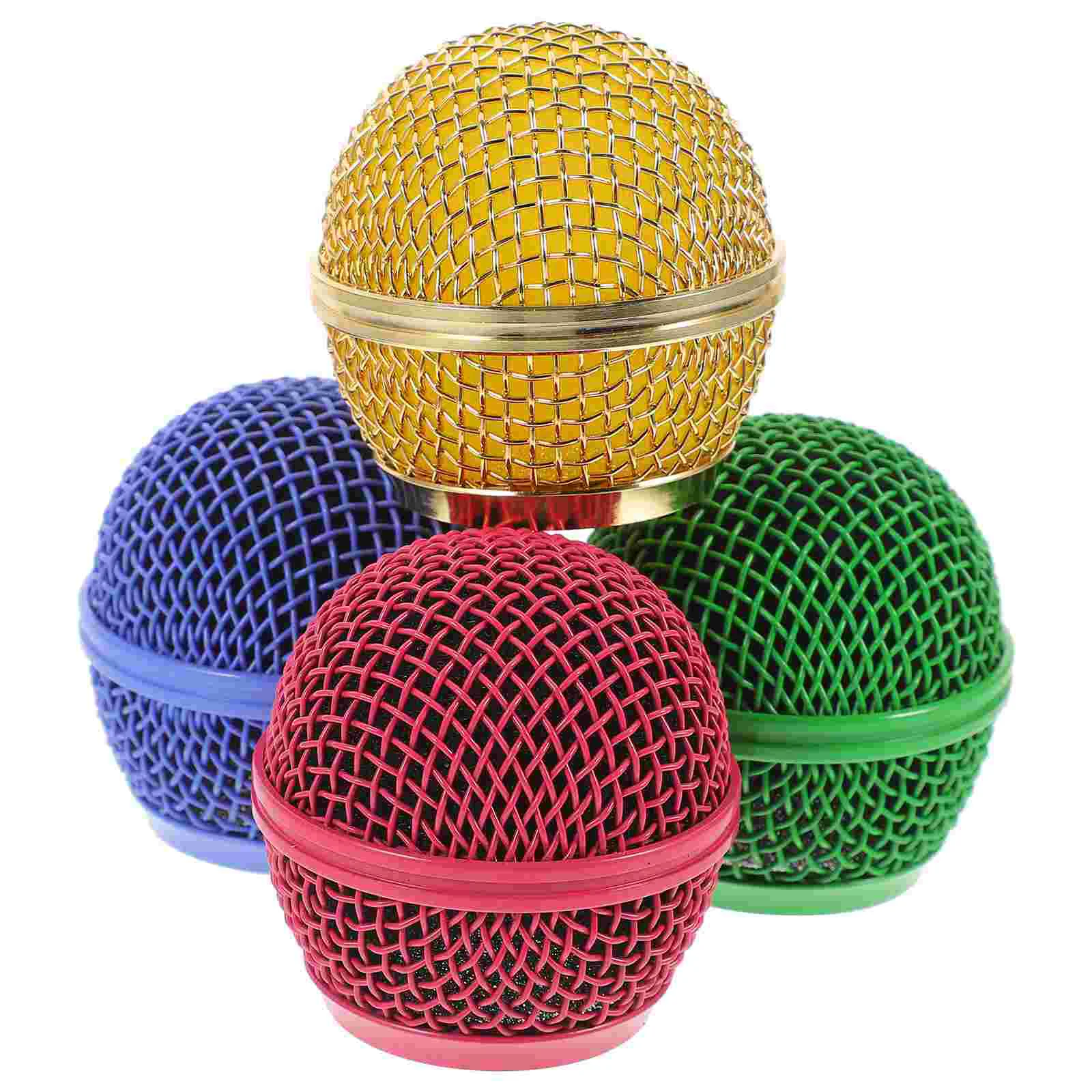 

4 Pcs Colored Microphone Accessories Headset Stand Metal Replacement Grille Cover Mesh