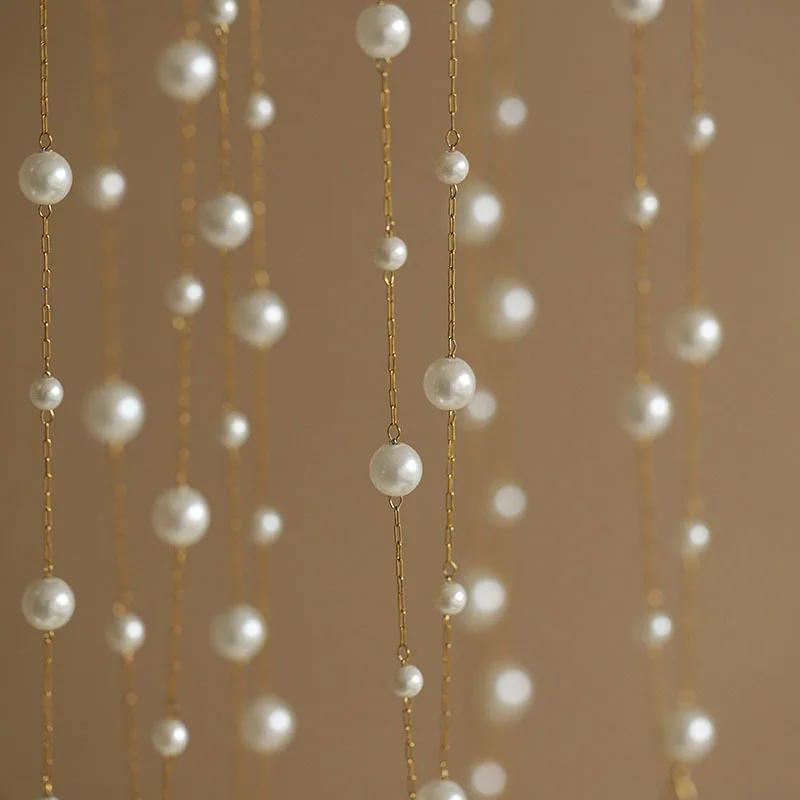 Stainless Steel Temperament Pearl Chain Choker Necklace for Women Waterproof Collar Jewelry Bijoux Gift image 2