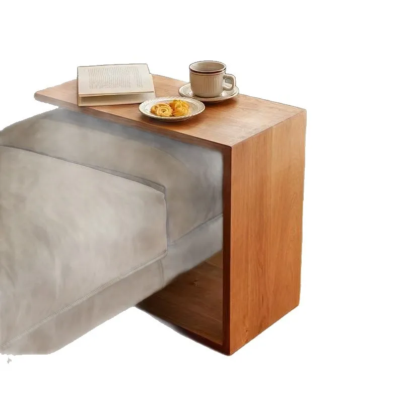 

Side table multi-functional all-solid wood sofa armrest card table coffee table household living room corner rack