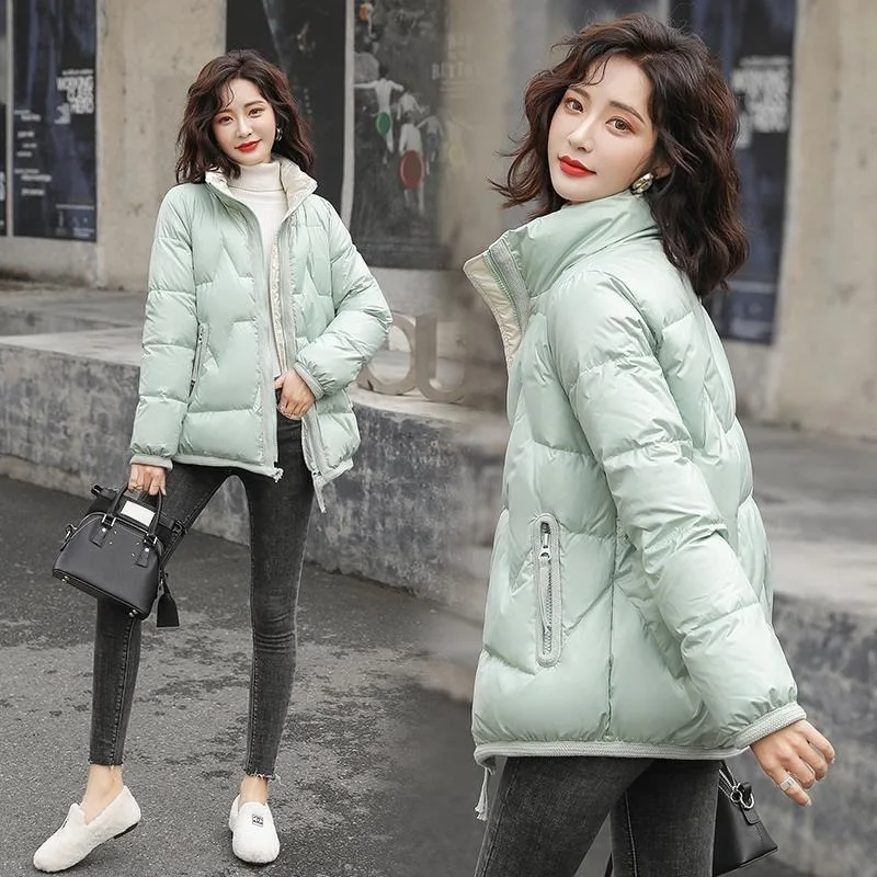 Chaqueta de plumón de pato para mujer, abrigo ligero y fino, Parkas cortas con cuello alto, prendas de vestir cálidas, color blanco, novedad de 2023