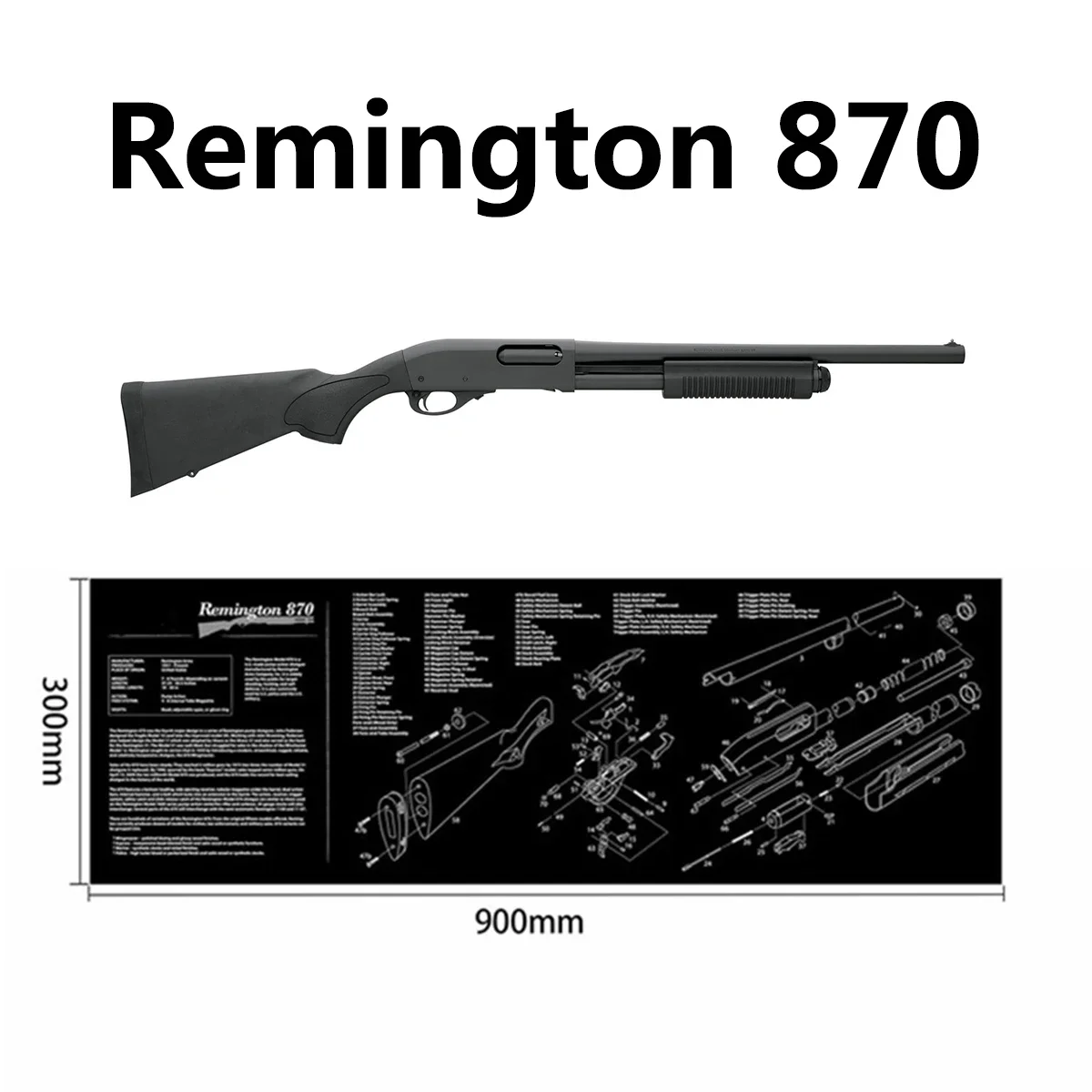 AR15 AK47 Remington 870 Gun Cleaning Mat Mauser K98k Glock Gen5 Colt 1911 SIG SAUER P320 P365 BERETTA 92 CZ-75 Rubber Mouse Pad