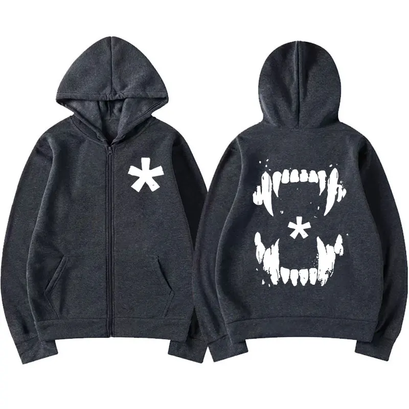 Rapper Playboi Carti Opium Teen X Zipper Hoodies, com capuz gótico