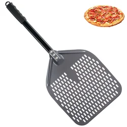 12 Inches Perforated Pizza Peel Rectangular Pizza Shovel Aluminum Hard Coating Pizza Peel Paddle Short Pizza Shovel Kitchen Tool