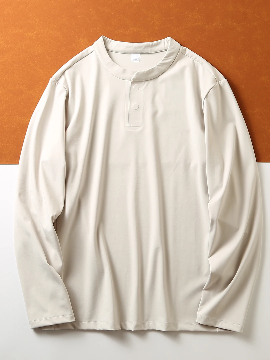 Men's Long Sleeve T-Shirt Casual Sportswear Henry Collar Quick Dry Standard Fit Chinese Manufacturer Pure Color Male Model