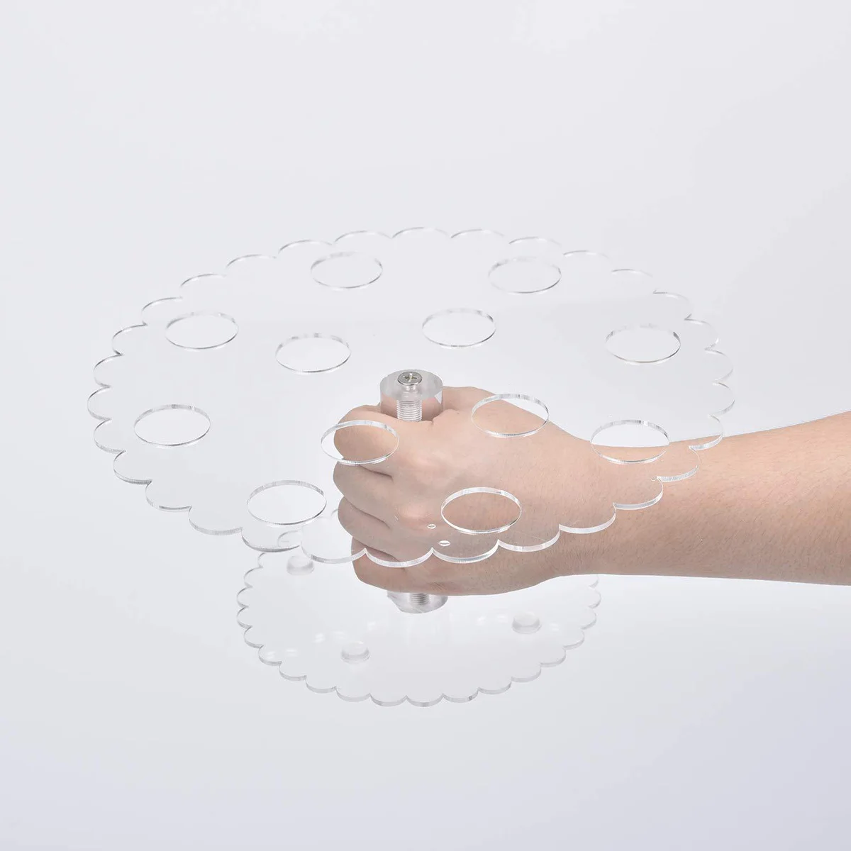 

12 Holes Acrylic Ice Cream Cone Stand Flower Shape Design Rack Sushi Hand Roll Display Shelf 3cm Hole Diameter