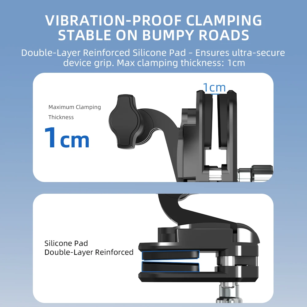 مشبك تثبيت على الزجاج الأمامي للدراجات النارية مشبك من الألومنيوم لملحقات كاميرا DJI Action5 Pro/4/Osmo 360/Insta360 X5