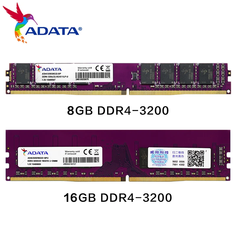 

100% Original ADATA RAM DDR4 Memoria 8GB 3200Mhz 16GB 2666Mhz Single VLP U-Dimm Wanziqianhong Memory Ram for Desktop