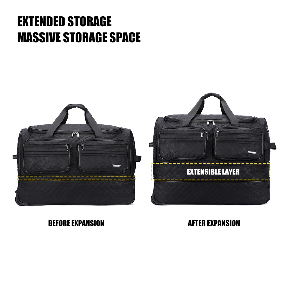 Gepäcktasche mit Rollen für grenzüberschreitende Reisen, geräumige Reisetasche für Geschäftsreisen, Oxford-Stoff-Reisetasche, die ohne Gepäckaufgabe bei Fluggesellschaften genutzt werden kann, Studenten-Koffer. – Detail 3